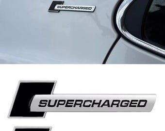 Audi Supercharged 2pcs Premium Quality Badges Side Fender Emblem Black High-Quality Upgrade New