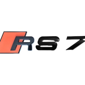 Audi RS7 Custom Emblem Rear Badge Audi Sport Models Glossy Black with Orange 3D Universal Fit Premium Quality Original New
