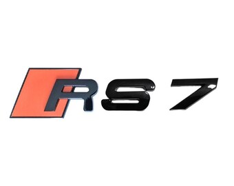 Audi RS7 Custom Emblem Rear Badge Audi Sport Models Glossy Black with Orange 3D Universal Fit Premium Quality Original New