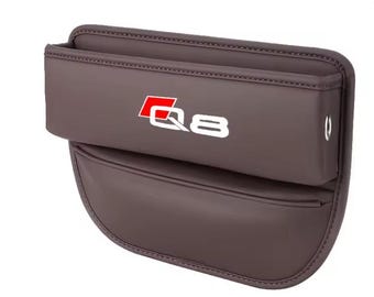 For Audi Q8 Leather Car Seat Storage Box Gap Organizer for Audi Interior Accessories A7 A8 Q3 Q5 Q7 Q8 TT TTS  Auto Pocket Brown New