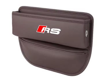 For Audi RS Leather Car Seat Storage Box Gap Organizer for Audi Interior Accessories A7 A8 Q3 Q5 Q7 Q8 TT TTS  Auto Pocket Brown New