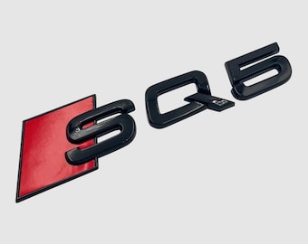Audi SQ5 Custom Emblem Rear Badge Audi Sport Models Glossy Black with Red 3D Universal Fit Premium Quality Original New