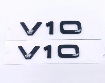Emblemas para guardabarros laterales de Audi V10, 2 piezas, insignia negra, calidad prémium, juego de 2, fácil instalación, repuesto de alta calidad, elegante y duradero, nuevo