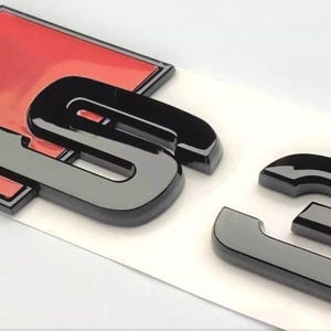Audi S3 Emblem Rear Badge Audi Sport Models Glossy Black with Red 3D Universal Fit Premium Quality New