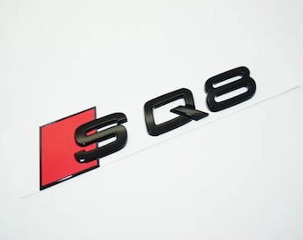 Audi SQ8 Custom Emblem Rear Badge Audi Sport Models Glossy Black with Red 3D Universal Fit Premium Quality Original New