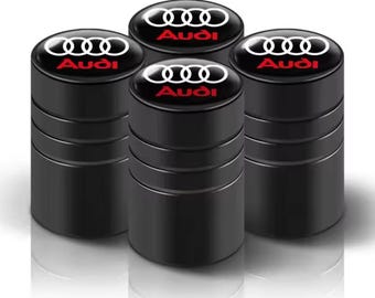 Audi Metal Valve Stem Caps 4pcs 3D S Line Logo Tire Covers For Sline A3 A1 A4 B8 B7 A6 C7 A5 A7 A8 B9 B6 C6 Q2 Q3 Q5 Q7 Q8 Premium Black