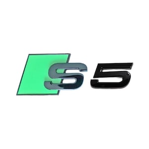 Audi S5 Custom Emblem Rear Badge Audi Sport Models Glossy Black with Green 3D Universal Fit Premium Quality New