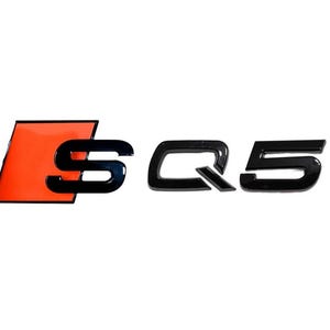 Audi SQ5 Custom Emblem Rear Badge Audi Sport Models Glossy Black with Orange 3D Universal Fit Premium Quality Original New