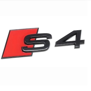 Audi S4 Emblem Rear Badge Audi Sport Models Glossy Black with Red 3D Universal Fit Premium Quality New