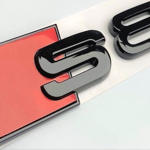 Audi S8 Custom Emblem Rear Badge Audi Sport Models Glossy Black with Red 3D Universal Fit Premium Quality Original New