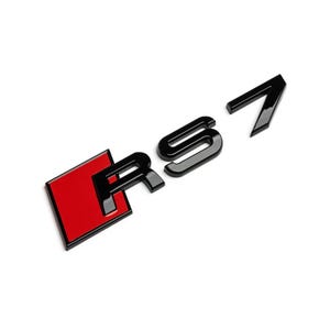 Audi RS7 Custom Emblem Rear Badge Audi Sport Models Glossy Black with Red 3D Universal Fit Premium Quality Original New