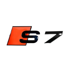Audi S7 Custom Emblem Rear Badge Audi Sport Models Glossy Black with Orange 3D Universal Fit Premium Quality Original New