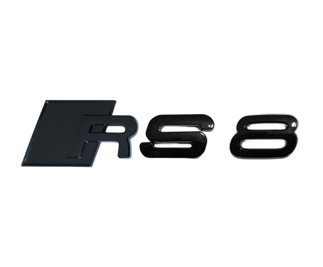 Audi RS8 Custom Emblem Rear Badge Audi Sport Models Glossy All Black 3D ...