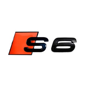 Audi S6 Custom Emblem Rear Badge Audi Sport Models Glossy Black with Orange 3D Universal Fit Premium Quality New