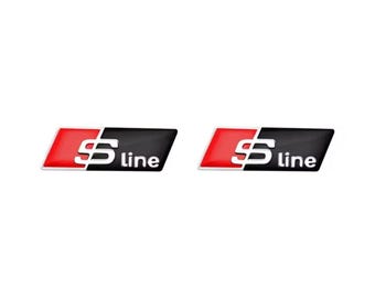 Custom Premium 3D Aluminum Steering Wheel Emblem for Audi S Line Car Badge Sticker Interior Upgrade Black\Red 2pcs New