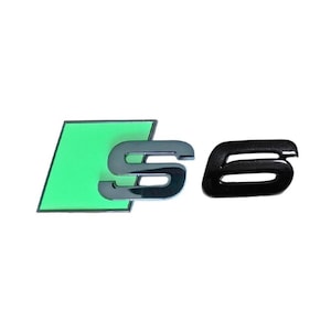 Audi S6 Custom Emblem Rear Badge Audi Sport Models Glossy Black with Green 3D Universal Fit Premium Quality New