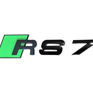 Audi RS7 Custom Emblem Rear Badge Audi Sport Models Glossy Black with Green 3D Universal Fit Premium Quality Original New