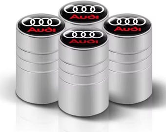 Audi Metal Valve Stem Caps 4pcs 3D S Line Logo Tire Covers For Sline A3 A1 A4 B8 B7 A6 C7 A5 A7 A8 B9 B6 C6 Q2 Q3 Q5 Q7 Q8 Premium Silver