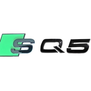 Audi SQ5 Custom Emblem Rear Badge Audi Sport Models Glossy Black with Green 3D Universal Fit Premium Quality Original New