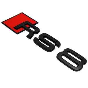 Audi RS8 Custom Emblem Rear Badge Audi Sport Models Glossy Black with Red 3D Universal Fit Premium Quality Original New