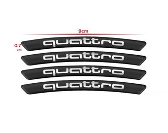 Audi Quattro 9cm Metal Wheel Rim Stickers Black\Silver Set of 4 Premium Car Decals Emblems Car Accessories Hub Cap Decoration New