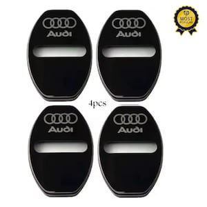 Può includere: Un set di quattro coperture nere di forma ovale per serrature di portiere auto con il logo e la scritta Audi in argento. Ogni pezzo presenta una fessura orizzontale al centro. Il testo 4pcs è centrato e un badge blu e oro riporta MOST POPULAR.