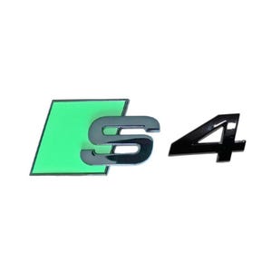 Audi S4 Emblem Rear Badge Audi Sport Models Glossy Black with Green 3D Universal Fit Premium Quality New