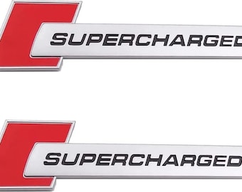2 badges Audi Supercharged de qualité supérieure, emblème de garde-boue latéral, rouge, mise à niveau de haute qualité, neuf