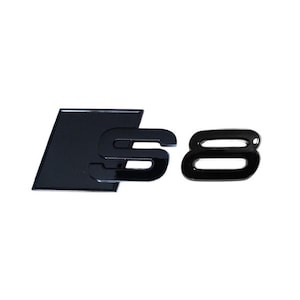 Audi S8 Custom Emblem Rear Badge Audi Sport Models Glossy All Black 3D Universal Fit Premium Quality Original New