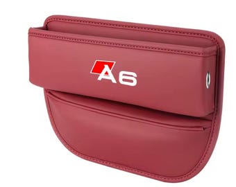 For Audi A6 Leather Car Seat Storage Box Gap Organizer for Audi Interior Accessories A7 A8 Q3 Q5 Q7 Q8 TT TTS  Auto Pocket RED New