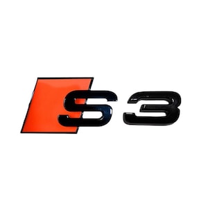 Audi S3 Emblem Rear Badge Audi Sport Models Glossy Black with Orange 3D Universal Fit Premium Quality New