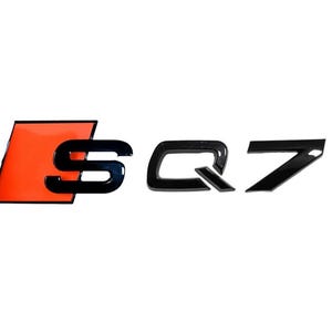 Audi SQ7 Custom Emblem Rear Badge Audi Sport Models Glossy Black with Orange 3D Universal Fit Premium Quality Original New