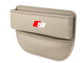 For Audi S Leather Car Seat Storage Box Gap Organizer for Audi Interior Accessories A7 A8 Q3 Q5 Q7 Q8 TT TTS  Auto Pocket Beige New