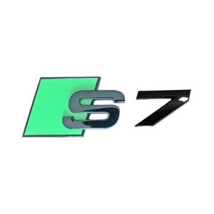 Audi S7 Custom Emblem Rear Badge Audi Sport Models Glossy Black with Green 3D Universal Fit Premium Quality Original New