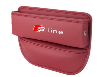 For Audi S Line Leather Car Seat Storage Box Gap Organizer for Audi Interior Accessories A7 A8 Q3 Q5 Q7 Q8 TT TTS  Auto Pocket RED New