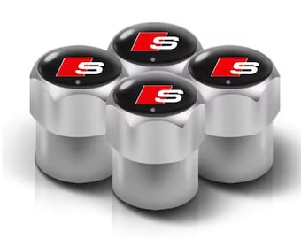 Audi S Metal Valve Stem Caps 4pcs 3D S Line Logo Tire Covers For Sline A3 A1 A4 B8 B7 A6 C7 A5 A7 A8 B9 B6 C6 Q2 Q3 Q5 Q7 Q8 Premium Silver