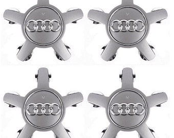 Tapacubos centrales para ruedas Audi de 4 x 135 mm, color plateado, juego de 4, calidad OEM, 4F0601165N, emblema, tapacubos, pieza original, nuevo