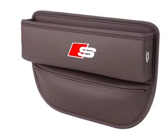 For Audi S Leather Car Seat Storage Box Gap Organizer for Audi Interior Accessories A7 A8 Q3 Q5 Q7 Q8 TT TTS  Auto Pocket Brown New