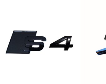 Emblème entièrement noir lustré Audi SET Bagues avant de 273 mm et anneaux arrière de 192 mm Emblèmes de calandre et arrière S4 Look OEM élégant Finition haut de gamme