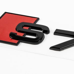 Audi S7 Custom Emblem Rear Badge Audi Sport Models Glossy Black with Red 3D Universal Fit Premium Quality Original New