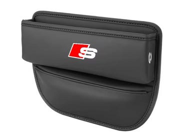 For Audi S Leather Car Seat Storage Box Gap Organizer for Audi Interior Accessories A7 A8 Q3 Q5 Q7 Q8 TT TTS  Auto Pocket Black New