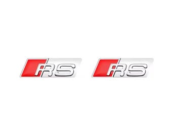 Custom Premium 3D Aluminum Steering Wheel Emblem for Audi RS Car Badge Sticker Interior Upgrade Silver\Red 2pcs New