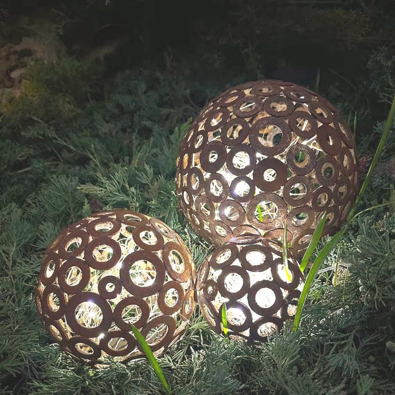 Corten Steel Sphere Set of 3, Handmade Rustic Garden Orbs - Etsy