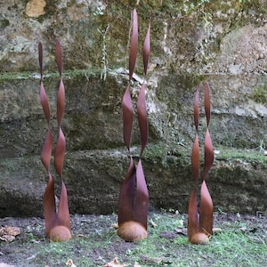 Marsh Grasses - Garden Abstract Sculpture from rust metal