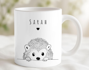 Personalisierte Igel Tasse: Minimalistische Kaffeetasse mit Name