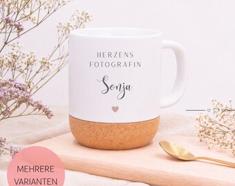 Geschenk Fotograf, Personalisierte Tasse, Dankeschön, Fotografin, Geschenkidee Fotograf, Photographer Gift, Tasse Herz, Becher Name
