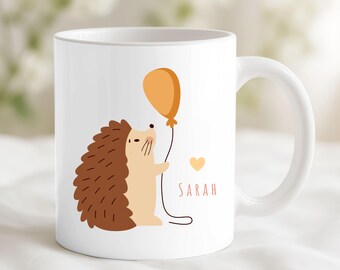 Personalisierte Tasse, Tasse Igel, Tasse Herz, Igel Geschenk, Igel, Ballon, Individuelle Kaffeetasse, Kindertasse, Geschenk, Tasse mit Namen