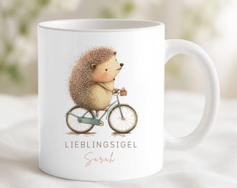 Personalisierte Tasse, Igel, Lieblingsmensch, Igel Geschenk, Kindertasse, Tasse, Becher, Geschenkidee, Geschenk, Fahrrad, Tasse mit Namen
