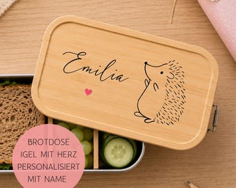 Igel Brotdose Personalisiert, Lunchbox mit Name und Herz, Für Kinder und Erwachsene, Geschenk Einschulung Kita Arbeit Geburtstag Weihnachten