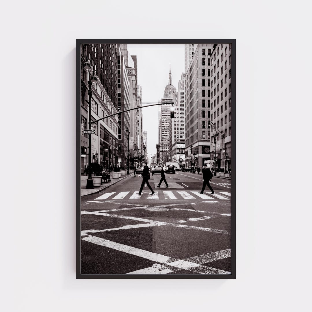 New York City Poster, Empire State Building, New York Black and White ...